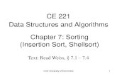 CE 221 Data Structures and Algorithms Chapter 7: Sorting ...homes.ieu.edu.tr/.../CE221_week_10_Chapter7_SortingInsertionShell.… · Izmir University of Economics Text: Read Weiss,