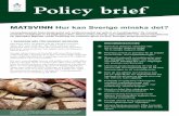 Policy brief - SLU · FUTURE Policy brief FOOD. 2. PRIORITERA DET ANIMALISKA MATSVINNET Globalt sett är produktionsvolymerna av vegetabiliska handelsvaror ca 5 gånger större än