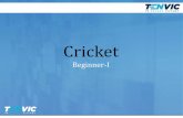Cricket - TENVIC SPORTS · 2. Place the bat on the front thigh and pickup the bat with the top hand. 3. Hold the bat firmly with the top hand 4. Always make it a point to have the