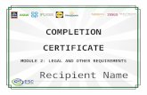 Recipient Name - Sedex - Empowering Responsible … · Web viewCompletion Certificate module 2: Legal and other requirements Recipient Name Is hereby recognised as completing this