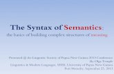 The Syntax of Semantics - LANGUAGE & LINGUISTICS IN … of Semantics... · The Syntax of Semantics: ... are universal, WHY have different societies developed ... That which we call
