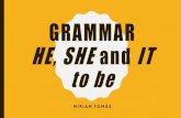 GRAMMAR HE, SHE IT - WordPress.com · He is not He isn’t She is not She isn’t It is not It isn’t. QUESTIONS. THE VERB TO BE •Do you remember the word order in questions? THE
