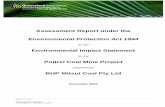 Assessment Report under the - Queensland€¦ · Assessment Report under the . Environmental Protection Act 1994. on the . Environmental Impact Statement. for the. Poitrel Coal Mine