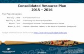 Consolidated Resource Plan 2015 2016 - Overview · 2019-12-16 · Presentation Objectives Provide a summary of the Consolidated Resource Plan (CRP) document Increase the understanding