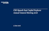 CEO Speech East Capital Explorer Annual General Meeting 2016 · 12% Frontier Markets Fund 27 Frontier Markets Fund Frontier Markets Fund -1,9% during 2015 • Global exposure to young