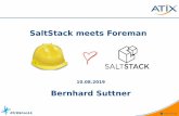 SaltStack meets Foreman · #FrOSCon14 SaltStack Open Source project initiated by Thomas Hatch commited on 13 Feb 2011 Driven by SaltStack Inc, founded Aug 2012 Written in python Infrastructure