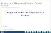 Department of Mathematical Sciences, Clemson University ...cecas.clemson.edu/~keyj/Key/PartPD.pdf · Design theory background An incidence structure D = (P, B, I), with point set