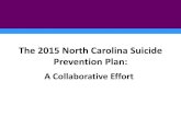 The 2015 North Carolina Suicide Prevention Plan · 1. Creation of suicide prevention program trainers 2. Gatekeeper training (CFST and school health centers, community colleges and