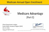 Medicare Advantage - Illinois · 2016-10-19 · Medicare Advantage (MA) Plans Managed care insurance plans approved by Medicare Differ in delivery format and cost structure compared