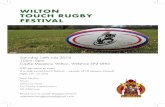 WILTON TOUCH RUGBY FESTIVAL · TOUCH RUGBY FESTIVAL Saturday 16th July 2016 10am–5pm Castle Meadow, Wilton, Wiltshire SP2 0HG £20 per team to enter 6 a side social touch festival