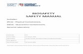 BIOSAFETY SAFETY MANUAL - Charles Darwin University · BIOSAFETY SAFETY MANUAL Includes: (PC2) - Physical Containment, (QC2) - Quarantine Containment, General Laboratory Developed