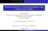 Trends and patterns in extreme precipitation using extreme ... › ~paciorek › ... · exponential-tailed Gumbell distribution (˘= 0), and heavy-tailed Frechet distribution (˘>0)