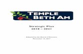 Strategic Plan FINAL - ShulCloud · 2018-07-20 · November 2017 Temple Beth Am Strategic Plan 2018-2021 VISION, MISSION, AND VALUES The vision, mission and values of an organization
