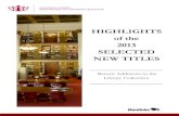 HIGHLIGHTS of the 2013 SELECTED NEW TITLES › chc › leg-lib › pdfs › snt2013 › 2013Highlights.pdf · HIGHLIGHTS of the 2013 SELECTED NEW TITLES Recent Additions to the ...