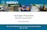 -Session Introduction · New Hydrogen Analysis Award Made 2013 Planning multiple FOAs over the next few FYs to replenish portfolio and address critical barriers. Enhance leveraging