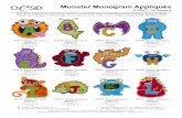 Monster Monogram Appliqués · To preserve design integrity when rescaling or rotating designs in your software, always rescale or rotate designs using the handles directly on-screen.