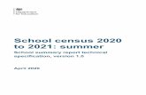 School census 2020 to 2021: summer · Section 3 of this document specifies the format and content for the school summary report for the 2021 summer school census together with the