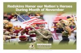 Redskins Honor our Nation's Heroes During Month of November · 11/26/2019  · Redskins welcomed World War II veteran Jack Goldstein and Korean War veteran Frank Richter to Redskins