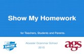 Show My Homework · A simple online homework calendar showing homework information, deadlines and attachments for students. From 7th September, all homework will be displayed online,
