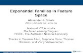 Exponential Families in Feature Space · Alexander J. Smola: Exponential Families in Feature Space, Page 1 Exponential Families in Feature Space Alexander J. Smola Alex.Smola@anu.edu.au