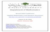 Department of Mathematics - LIPNnicodeme/birzeit18... · Speaker: Abdulhakeem Eideh Institution: Al-Quds University Email: msabdul@staff.alquds.edu Title: Analysis of survey data