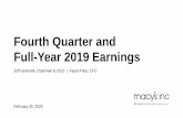 Fourth Quarter and Full-Year 2019 Earnings · Macy’s brand digital sales •Improved mobile experience through the enhancement of app features such as: My My Stylist. •Mobile