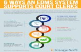 18Infographic 6 ways EDMS Court Clerks 050718 · 2020-06-29 · 6 Ways an EDMS System Supports Court Clerks Even with the implementation of eFiling and a DMS with their case management