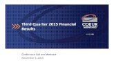 Third Quarter 2015 Financial Results - Coeur Mining · 3/11/2015  · Third Quarter 2015 Financial Results Conference Call and Webcast November 3, 2015. NYSE: CDE 2 Cautionary Statements
