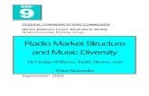 Radio Market Structure and Music Diversity · Radio Market Structure and Music Diversity By George Williams , Keith Brown, and Peter Alexander September 2002 9 ... diversity to study