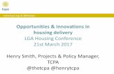 Opportunities & innovations in housing delivery · 4. Upcoming events @thetcpa • Launch of Building Homes: Creating Communities with APSE in House of Commons, Committee Room 15: