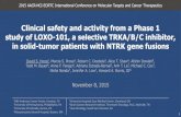 Clinical safety and activity from a Phase 1 study of LOXO-101, a … · 2016-02-15 · Clinical safety and activity from a Phase 1 study of LOXO-101, a selective TRKA/B/C inhibitor,