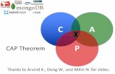 C A CAP Theorem P - University of British Columbiabestchai/teaching/cs416... · CAP Theorem •“It is impossible for a web service to provide these three guarantees at the same