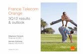 France Telecom Orange...– customer base still up in Spain (+104k contract net adds in 3Q) – back to strong contract net adds in Egypt (+720k in Q3 vs +255k in 2Q) Group 3Q revenues