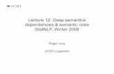 lecture 12 deep semantics and roles › ~rlevy › lign256 › winter2008 › ...Lecture 12: Deep semantics dependencies & semantic roles StatNLP, Winter 2008 Roger Levy UCSD Linguistics