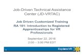 RA 101 Webinar for VR Professionals 101... · Job-Driven Technical Assistance Center (JD-VRTAC) 1 Job Driven Customized Training RA 101: Introduction to Registered Apprenticeships