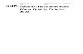 National Recommended Water Quality Criteria: 2002 · recommended water quality criteria published on December 10, 1998 (63 FR 68354 or National Recommended Water Quality Criteria–
