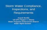 Storm Water Compliance, Inspections, and Requirements · management practices ... and effective • Look for obvious discharges/sources of pollutants • Storm Water Outfalls zTake