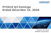 FY2018 Q3 Earnings Ended December 31, 2018 · FY2018 Q3 Earnings Ended December 31, 2018 January 30, 2019 OMRON Corporation . ... ・ Revised down full-year forecasts ・ Further