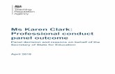 Ms Karen Clark: Professional conduct panel outcome · School, had smelled alcohol on Ms Clark's breath when she was teaching at those schools. This included Witness B and Individual
