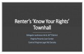 Renter’s ‘Know Your Rights’ Townhall · 2 days ago · Renter’s ‘Know Your Rights’ Townhall Delegate Lashrecse Aird, 63rd District Virginia Poverty Law Center Central