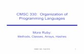 CMSC 330: Organization of Programming Languages · 2020-05-19 · In Ruby, everything is an Object Ruby is object-oriented Allvalues are (references to) objects •Java/C/C++ distinguish