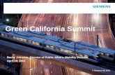 Green California Summit › gcsummit › images › Siemens.pdf · Velaro D. Deutsche Bahn AG. 273 Trainsets (1991- 2011) V=225-320 km/h (140– 200 mph) Spain: Velaro E. Spanish