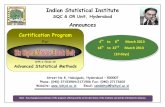 Indian Statistical Institute Announces Brochure-2013 (1).pdf · K Venkata Ramana Prof. G Murali Rao Program Facilitator Program Director vrkota@isihyd.ac.in gmuralirao@isihyd.ac.in