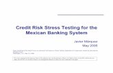 Credit Risk Stress Testing for the Mexican Banking System · Using the model for Credit Stress testing • There is a lag between Credit and Market risk shocks. • In our experience,
