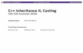 C++ Inheritance II, Casting+-casts.pdfL19: C++ Inheritance II, Casting CSE333, Summer 2018 The Rules vGiven a declaration T* xand a method call x->f(params) vAt compile timewe determine