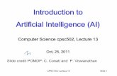 Introduction to Artificial Intelligence (AI)carenini/TEACHING/CPSC502-11/...CPSC 502, Lecture 13 Slide 1 Introduction to Artificial Intelligence (AI) Computer Science cpsc502, Lecture