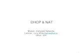 DHCP & NAT · Dynamic Host Configuration Protocol (DHCP) • Every device that connects to a network needs an IP address. –Network administrators assign static IP addresses to ...