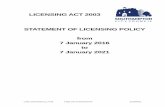 Statement of Licensing Policy 2016-21 - Southampton 2020-02-20آ  Statement of Licensing Policy â€“ 7