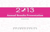 Annual Results Presentation - daphneholdings.com · 3 2013 Annual Results Highlights Group turnover decreased marginally to HK$10,446.5 million Turnover of Core Brands business was