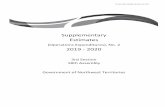 Supplementary Estimates · implementationof the2016-17to 2020-21CollectiveAgreement between the Unionof Northern Workersand the Governmentof the Northwest Territories. 1 To providefundingto